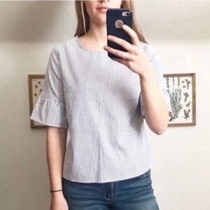 Cato • Blue and White Striped Top